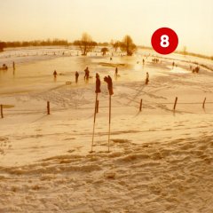 8. Türchen: Hochwasser in der Siegniederung, aufgenommen am 10.01.1982 (Fotograf: Fritz Vogel; Stadtarchiv Troisdorf, Fotonachlass Vogel)