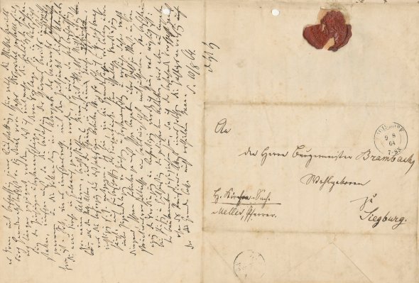 Schreiben des hiesigen Pfarrers aus dem Jahr 1864 an den Bürgermeister der Landbürgermeisterei Siegburg, zu der Troisdorf damals gehörte (Bild: Stadtarchiv Troisdorf)