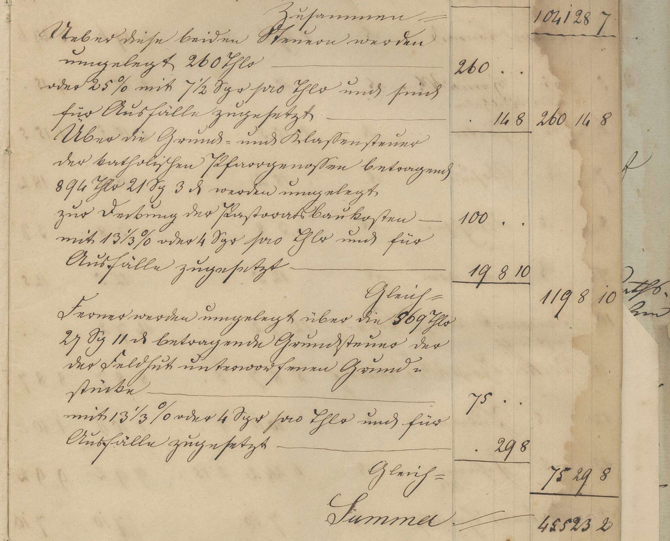 Schriftstück aus dem Gemeinderechnungsbuch 1849 (Bild: Stadtarchiv Troisdorf) Schriftstück aus dem Gemeinderechnungsbuch 1849 (Bild: Stadtarchiv Troisdorf)