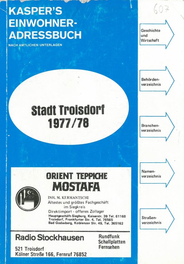 Einwohneradressbuch für die Stadt Troisdorf 1977/78 (Bild: Stadtarchiv Troisdorf) Einwohneradressbuch für die Stadt Troisdorf 1977/78 (Bild: Stadtarchiv Troisdorf)
