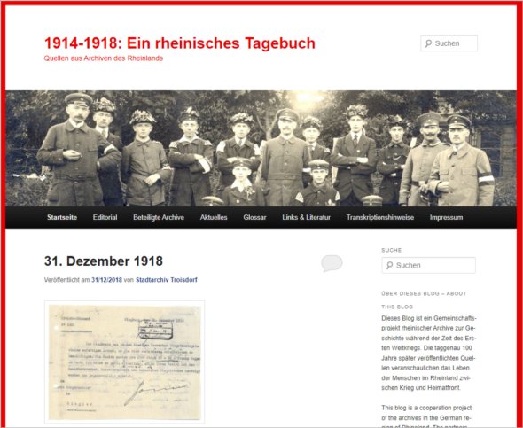 Blog: "1914-1918: Ein rheinisches Tagebuch"